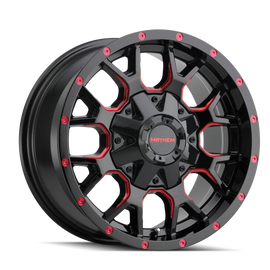 Mayhem 8015 Warrior 18x9 / 8x180 BP / 18mm Offset / 124.1mm Hub Black w/ Prism Red Wheel