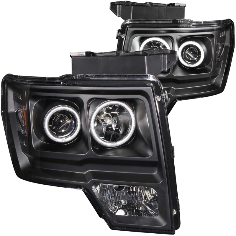 ANZO 2009-2014 Ford F-150 Faros delanteros con proyector con halo negro (CCFL)