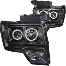 Cargar imagen en el visor de la galería, ANZO 2009-2014 Ford F-150 Faros delanteros con proyector con halo negro (CCFL)