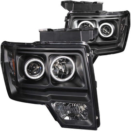 ANZO 2009-2014 Ford F-150 Faros delanteros con proyector con halo negro (CCFL)