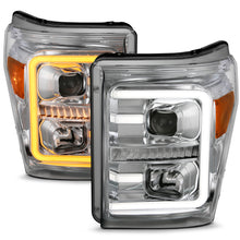 Cargar imagen en el visor de la galería, ANZO 11-16 Ford F-250/F-350/F-450 Faros delanteros tipo proyector con interruptor estilo tablón cromado con ámbar