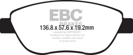 EBC 2014+ Fiat 500 1.4L Turbo Abarth Pastillas de freno delanteras Greenstuff