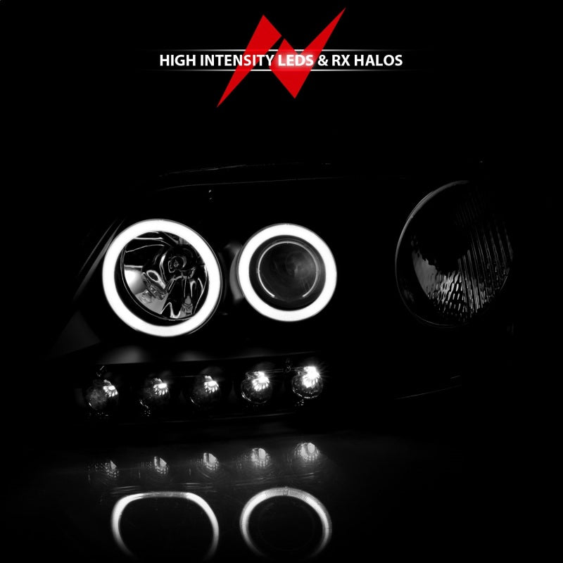 ANZO 1997-2003 Ford F-150 Faros delanteros con proyector con halo negro (CCFL)
