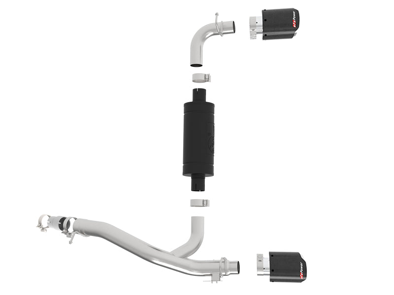 aFe Takeda Sistema de escape con eje trasero 304 SS de 3 pulgadas con puntas de fibra de carbono 16-18 Ford Focus RS I4-2.3L (t)