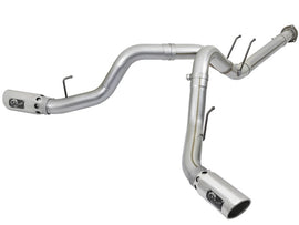 aFe ATLAS Sistema de escape de acero de alumbre con respaldo DPF de 4 pulgadas con punta pulida 2017 Ford Diesel Trucks V8-6.7L (td)