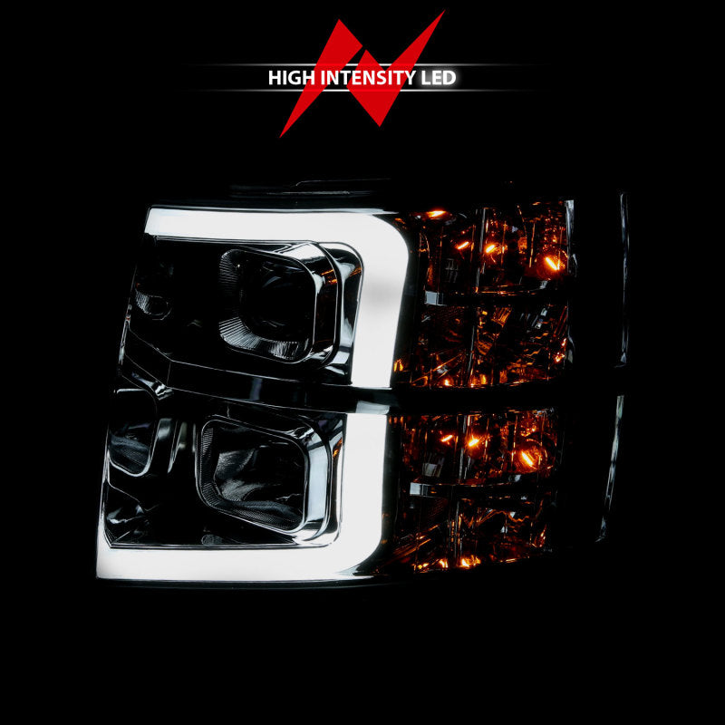 ANZO 2007-2013 Chevy Silverado 1500 Proyector estilo tablón cromado ámbar