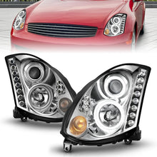 Load image into Gallery viewer, ANZO 2003-2007 Infiniti G35 Projector Headlights w/ Halo Chrome (CCFL) (HID Compatible)