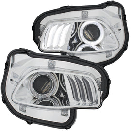 ANZO 2014-2016 Jeep Cherokee Proyector Faros delanteros cromados transparentes con blanco y rojo