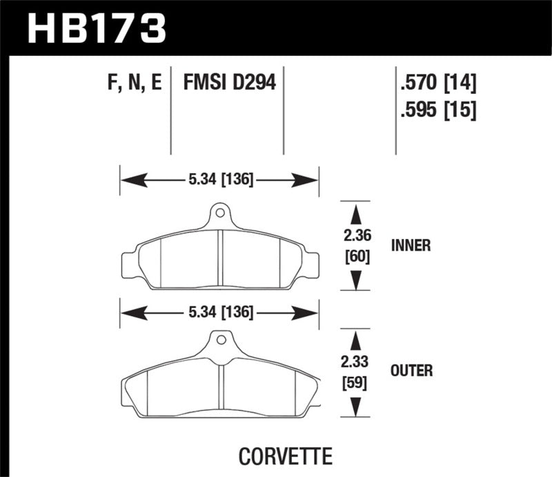 Hawk 84-87 Chevy Corvette 5.7 HPS Pastillas de freno delanteras de calle