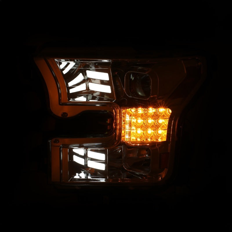 Faros delanteros ANZO 15-17 Ford F-150 Proj con diseño estilo tablón cromados con señal de giro secuencial ámbar