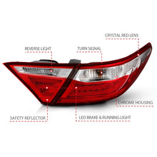 Cargar imagen en el visor de la galería, ANZO 2015-2016 Toyota Camry luces traseras LED rojo/transparente