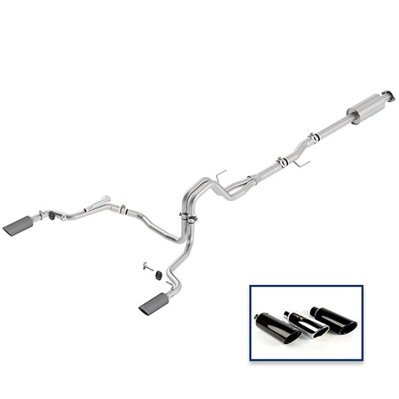 Ford Racing 15-18 F-150 5.0L Sistema de escape extremo Cat-Back Salida trasera con puntas de fibra de carbono