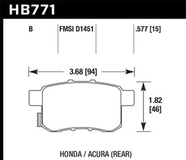 Pastillas de freno traseras Hawk 08-16 Honda Accord High Performance Street 5.0