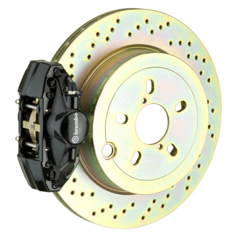 Brembo 02-07 Impreza/ wRX (GD/GG) Trasero GT BBK 2 pistones fundidos 2 piezas 316 x20 1 pieza rotor perforado-negro