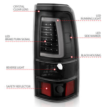 Cargar imagen en el visor de la galería, ANZO 2003-2006 Chevy Silverado 1500 luces traseras LED estilo tablón negro con lente transparente