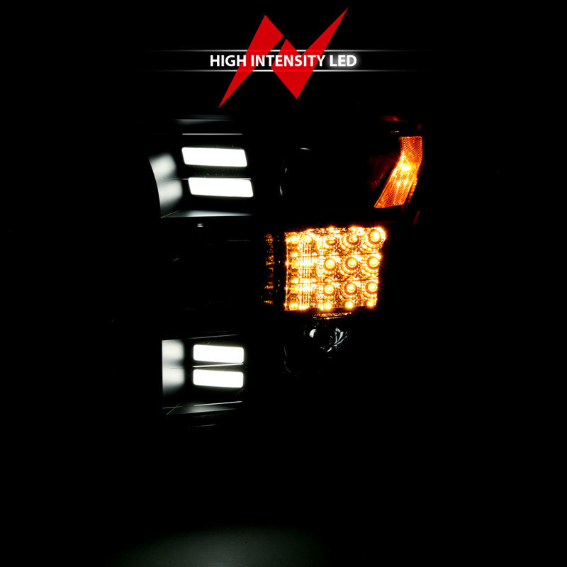 Faros delanteros ANZO 15-17 Ford F-150 Project con diseño estilo tablón negro con señal de giro secuencial ámbar