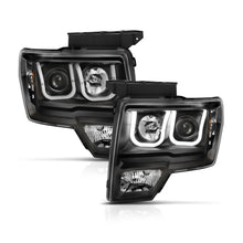 Cargar imagen en el visor de la galería, ANZO 2009-2014 Ford F-150 Faros delanteros proyectores con barra en U, color negro con ámbar