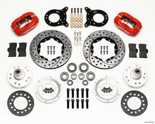 Cargar imagen en el visor de la galería, Wilwood Forged Dynalite Front Kit 11.00in Drill Red 1970-1973 Mustang Disc &amp; Drum Spindle