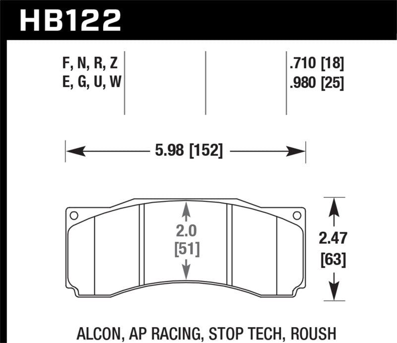 Pastillas de freno Hawk DTC-80 AP Racing Alcon Race