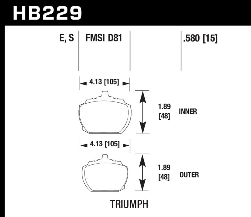 Pastillas de freno delanteras Hawk 70-73 Triumph Stag / 80-82 Triumph TR8 HT-10 Race
