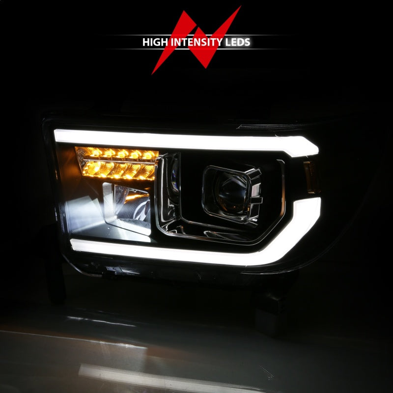 ANZO 2007-2014 Toyota Tundra Proyector Barra de luz HL Negro Ámbar (Led Luz Alta) (Versión Halógena)