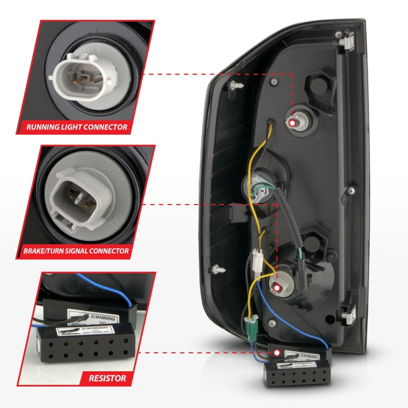ANZO 2014-2021 Toyota Tundra luces traseras LED carcasa cromada/lente transparente