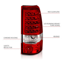 Cargar imagen en el visor de la galería, ANZO 1999-2007 Chevrolet Silverado 1500 luces traseras LED rojo/transparente