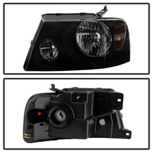 Cargar imagen en el visor de la galería, Xtune Ford F150 04-08 Amber Crystal Headlights Black Smoked HD-JH-FF15004-AM-BSM