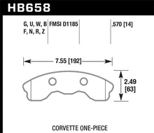 Cargar imagen en el visor de la galería, Hawk 06-13 Chevrolet Corvette Z06 DTC-60 Race Front Brake Pads (One Piece)