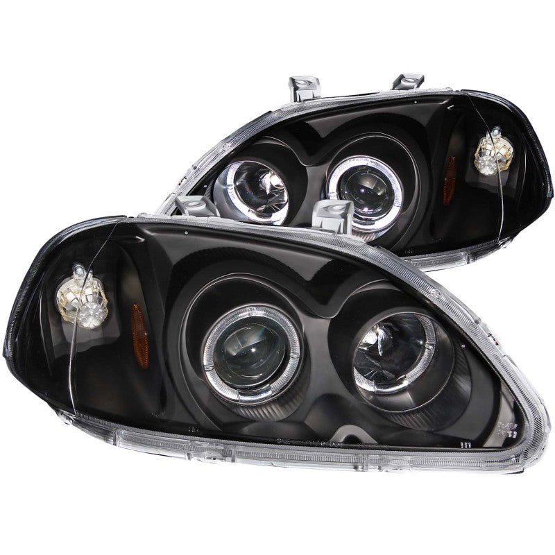 ANZO Faros delanteros proyectores Honda Civic 1996-1998 con halo negro