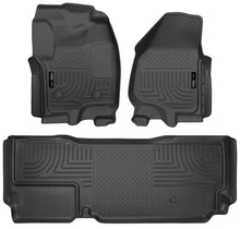 Cargar imagen en el visor de la galería, Husky Liners 2012.5 Ford SD Super Cab WeatherBeater Combo Black Floor Liners (w/o Manual Trans Case)