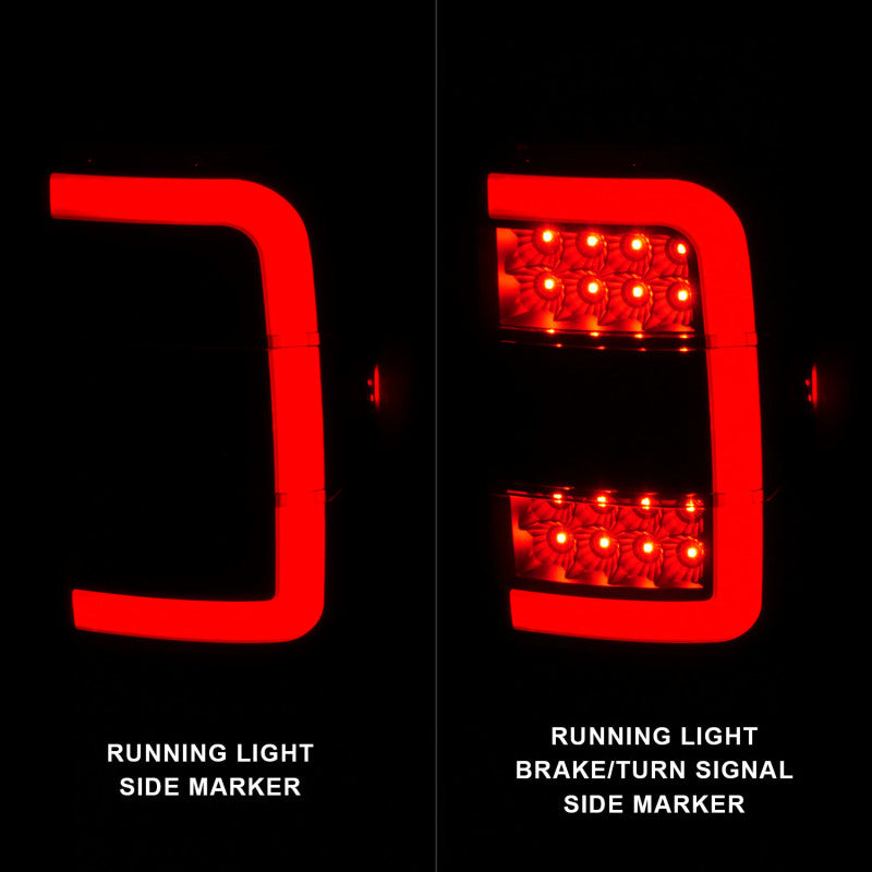 Luces traseras LED ANZO 01-11 Ford Ranger - Carcasa negra con lente ahumada y barra de luces