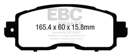 EBC 13+ Nissan Altima 2.5 (L33) Sedan Pastillas de Freno Delanteras Redstuff
