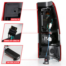 Cargar imagen en el visor de la galería, ANZO 1999-2002 Chevy Silverado 1500 luces traseras LED estilo tablón cromadas con lente roja/transparente