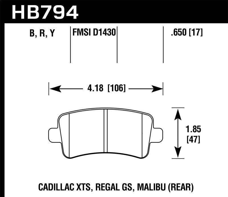 Pastillas de freno traseras de cerámica Hawk 13-15 Cadillac XTS Performance