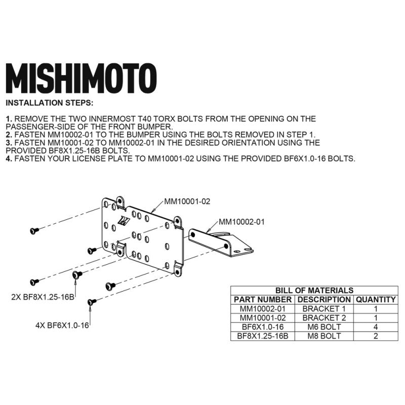 Reubicación de la placa de matrícula del parachoques modular Mishimoto 2021+ Ford Bronco