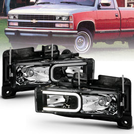 ANZO 1999-2000 Cadillac Escalade Crystal Faros Barra de luz Carcasa negra (par)