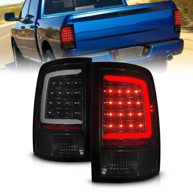 ANZO 09-18 Dodge Ram 1500 Luces traseras LED completas con carcasa negra secuencial/lente ahumada