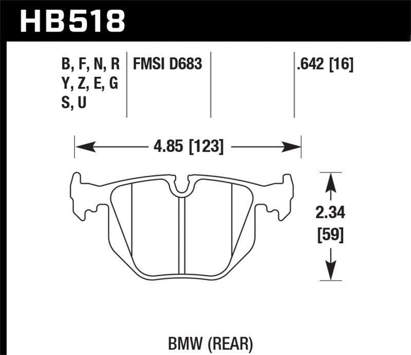 Hawk BMW 330CI/330I/330XI/525i/740i/754iL/M3/M5/X3/X5/Z4/Z8 / Range Rover HSE HT-10 Freno trasero de carrera