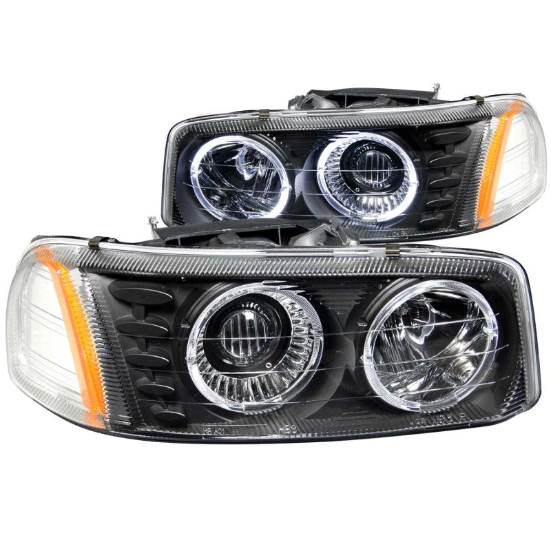 ANZO 1999-2006 Gmc Sierra 1500 Faros delanteros con proyector con halo negro