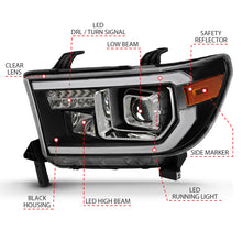 Cargar imagen en el visor de la galería, ANZO 2007-2014 Toyota Tundra Proyector Barra de luz HL Negro Ámbar (Led Luz Alta) (Versión Halógena)