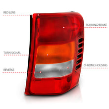 Cargar imagen en el visor de la galería, ANZO 1999-2004 Jeep Grand Cherokee luz trasera roja/lente transparente (reemplazo OE)