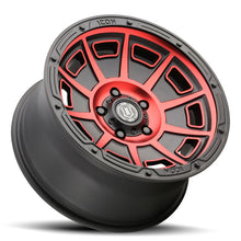 Cargar imagen en el visor de la galería, ICON Victory 17x8.5 6x135 0.236 in Offset 5 pulgadas BS negro satinado con rueda de tinte rojo