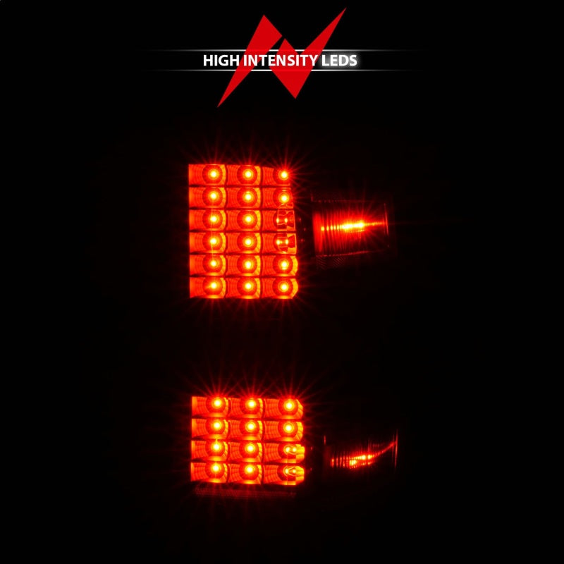 ANZO 15-19 Chevy Silverado 2500HD/3500HD (solo halógenos de fábrica) luces traseras LED negras con lente transparente