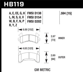 Hawk Buick / Cadillac / Chevrolet / GMC / Isuzu / Oldsmobile / Pontiac DTC-30 Pastillas de freno de carrera
