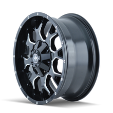 Cargar imagen en el visor de la galería, Mayhem 8015 Warrior 17x9 / 6x114.3 BP / 18mm Offset / 78.3mm Hub Black w/ Milled Spokes Wheel