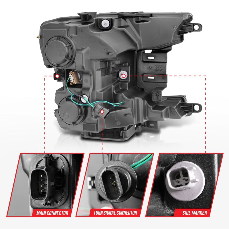 ANZO 2018-2020 Ford F-150 faro proyector con carcasa cromada estilo tablón