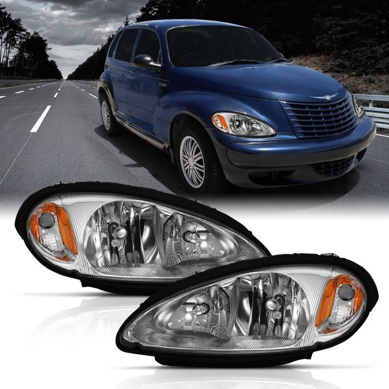 ANZO 2001-2005 Chrysler Pt Cruiser Crystal Faro cromado ámbar (OE)