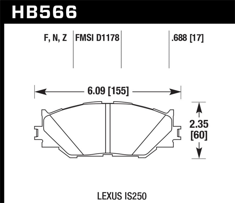Hawk 06-08 Lexus IS250 Pastillas de freno delanteras de cerámica de alto rendimiento