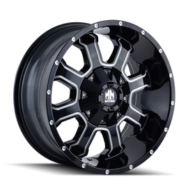Mayhem 8103 Fierce 17x9 / 8x165.1 BP / 18mm Offset / 130.8mm Hub Black w/ Milled Spokes Wheel